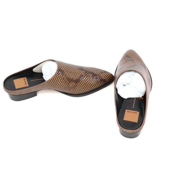 Dolce Vita Womens Aven Mule Shoes Brown Leather Snake Embossed Slip Ons 6.5 New - Picture 3 of 6